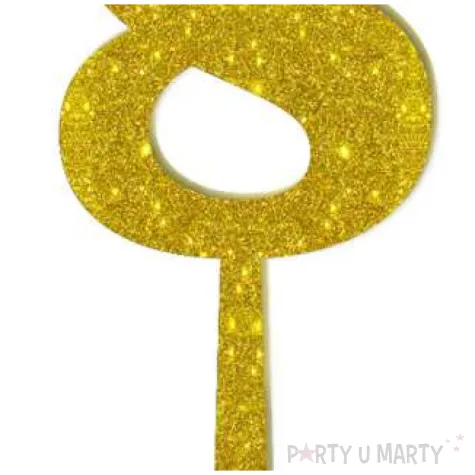 dekoracja numer na stol 8 zloty brokat 19 cm