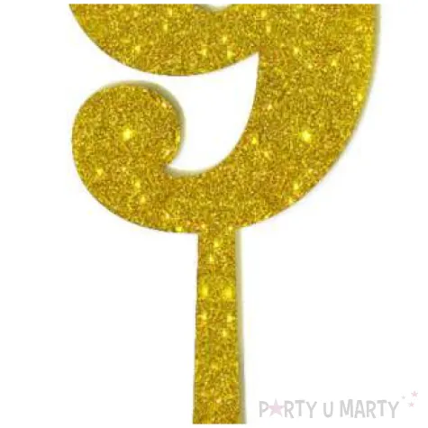 dekoracja numer na stol 9 zloty brokat 19 cm