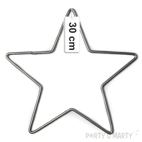 dekoracja obrecz gwiazda srebrna dekorlamp 30 cm