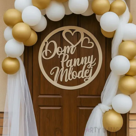 dekoracja obrecz okragla dom panny mlodej drewniana 40cm