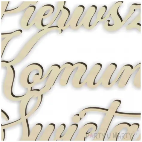 dekoracja obrecz okragla i komunia swieta drewniana 39cm