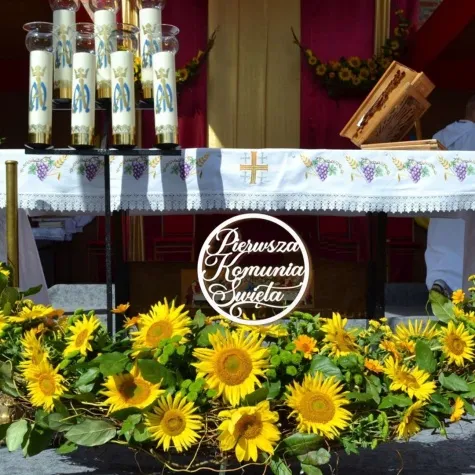 dekoracja obrecz okragla i komunia swieta laminowana biala 39cm