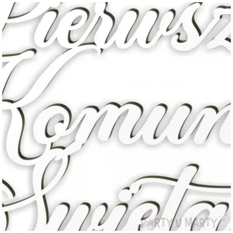 dekoracja obrecz okragla i komunia swieta laminowana biala 39cm