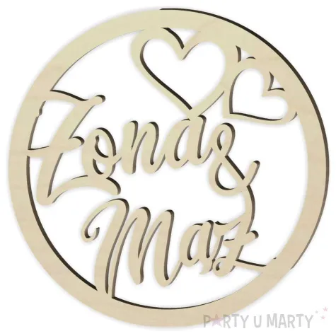 dekoracja obrecz okragla maz i zona drewniana 40cm