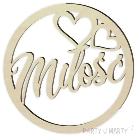 dekoracja obrecz okragla milosc drewniana 40cm