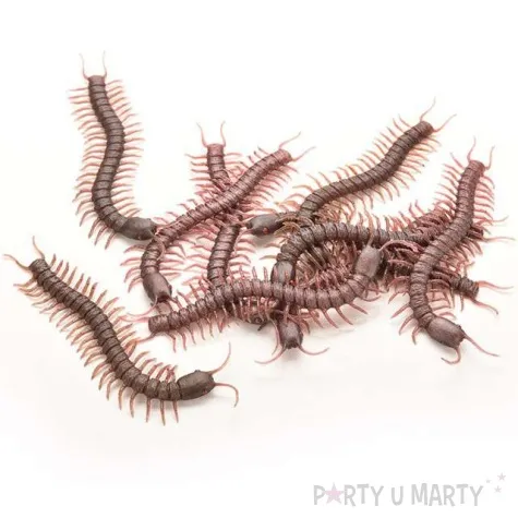 dekoracja oslizgle stonogi brazowo zlote 120x30 mm 5 szt