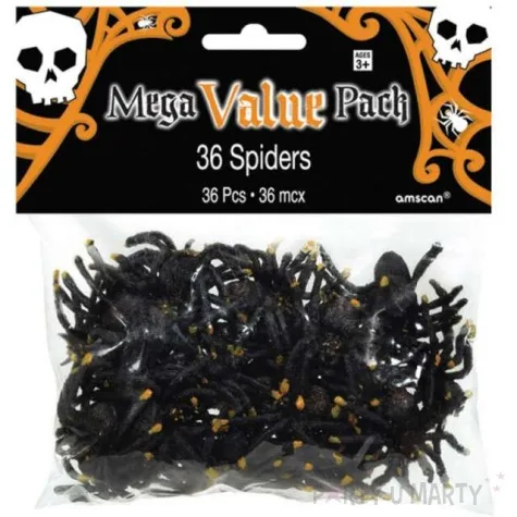 dekoracja pajaki czarny amscan 5x4 cm 36 szt
