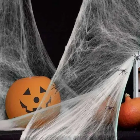 dekoracja pajeczyna halloweenowa biala partypal 200 g