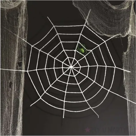 dekoracja pajeczyna pluszowa bialy partypal 150 cm