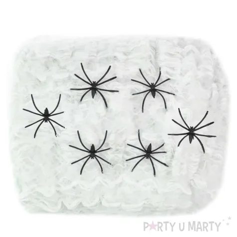 dekoracja pajeczyna z pajakami biala folat 500 g