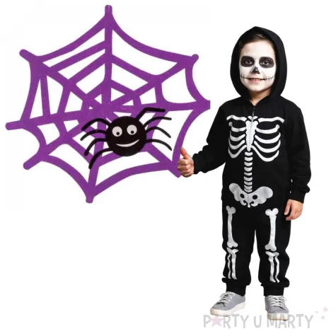 dekoracja pajeczyna z pajakiem fioletowa carnival toys 42 cm