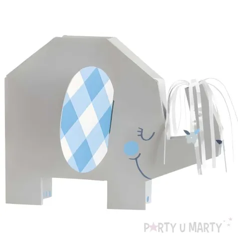 dekoracja papierowa slonik baby shower chlopca szary niebieski unique 18 cm