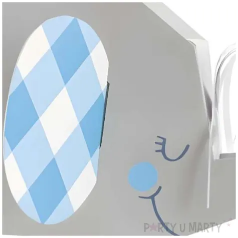 dekoracja papierowa slonik baby shower chlopca szary niebieski unique 18 cm