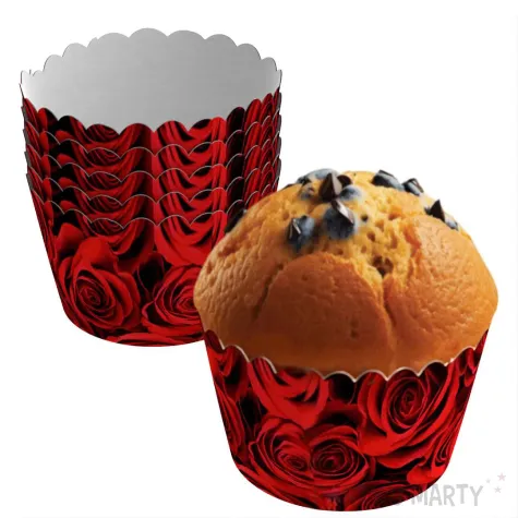 dekoracja papilotki oslonki na maffinki babeczki czerwone roze 6 szt
