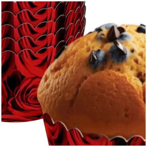 dekoracja papilotki oslonki na maffinki babeczki czerwone roze 6 szt