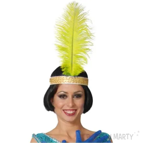 dekoracja pioro retro gigant lata 20 zolty guirca