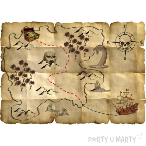dekoracja piracka mapa skarbow folat 4 szt