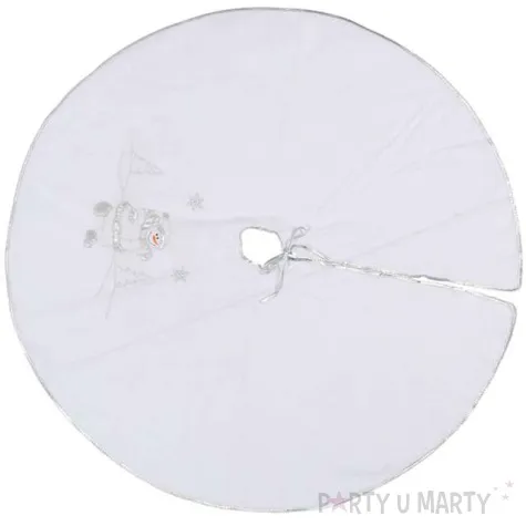 dekoracja pokrowiec swiateczny pod choinke balwanek bialy guirca 125 cm