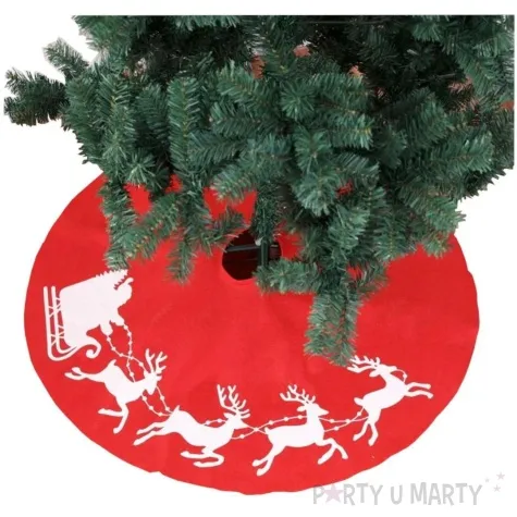 dekoracja pokrowiec swiateczny pod choinke renifery kraszek 88 cm