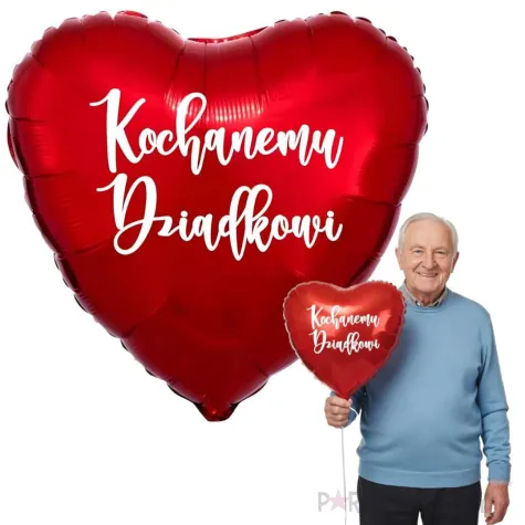 dekoracja prezent na dzien dziadka urodziny balon foliowy serce kochanemu dziadkowi czerwony