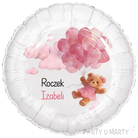 dekoracja prezent na roczek dziewczynki 1 urodziny personalizowany balon foliowy rozowy mis imie