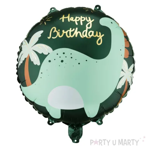 dekoracja prezent na urodziny balon foliowy dinozaur brontozaur happy birthday 18 rnd