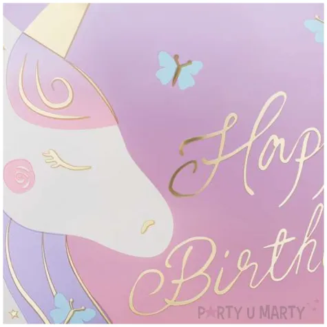 dekoracja prezent na urodziny balon foliowy jednorozec happy birthday rozowy 18 rnd