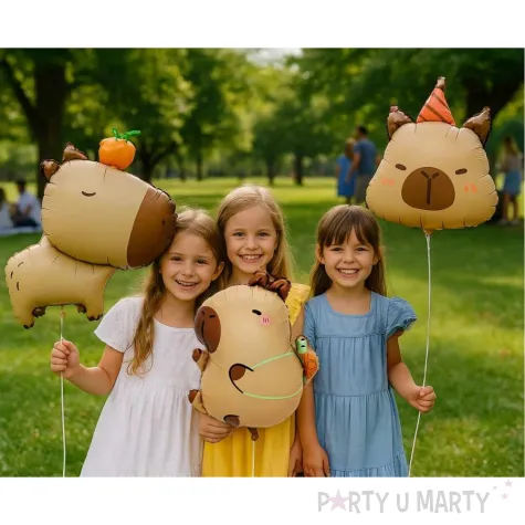 dekoracja prezent na urodziny balon foliowy kapibara z zolwiem do girlandy 18 shp