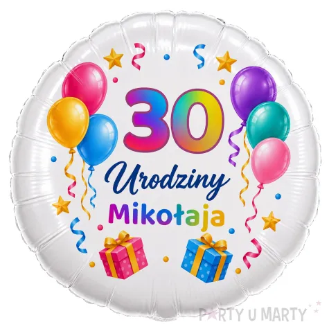 dekoracja prezent na urodziny balon foliowy z imieniem kolorowe balony personalizacja do girland