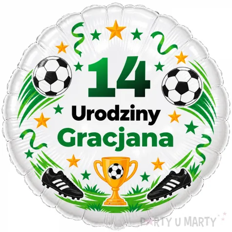 dekoracja prezent na urodziny balon foliowy z imieniem pilka nozna personalizacja do girland