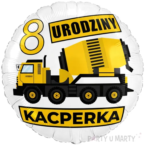 dekoracja prezent na urodziny dla chlopca balon foliowy budowa betoniarka personalizacja 18