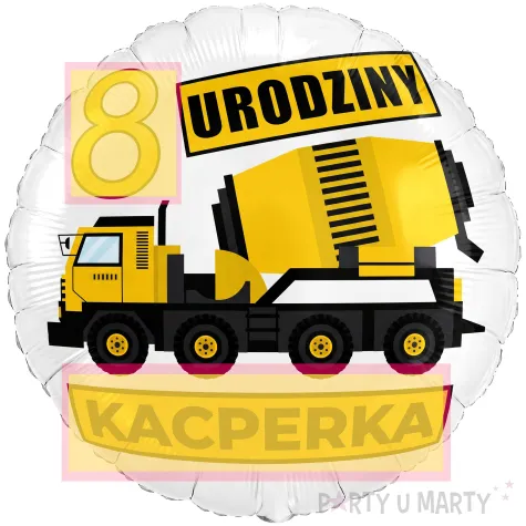 dekoracja prezent na urodziny dla chlopca balon foliowy budowa betoniarka personalizacja 18