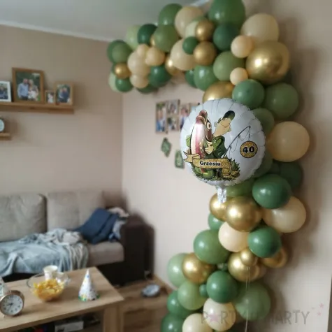 dekoracja prezent na urodziny dla wedkarza balon foliowy zlota rybka imie rybak bialy 18