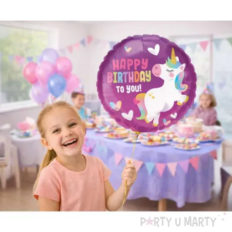 dekoracja prezent na urodziny dziewczynki balon foliowy jednorozec happy birthday unicorn 18
