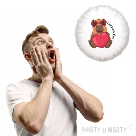 dekoracja prezent na walentynki balon foliowy kapibara kocham cie 18 rnd