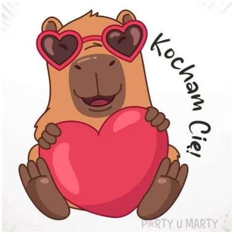 dekoracja prezent na walentynki balon foliowy kapibara kocham cie 18 rnd