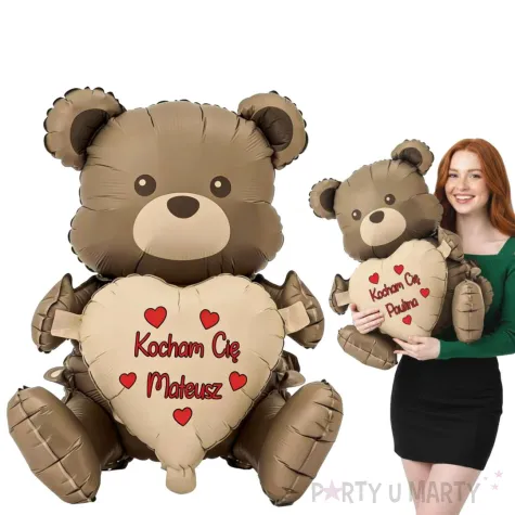 dekoracja prezent na walentynki rocznice balon foliowy personalizowany mis tulis z imieniem