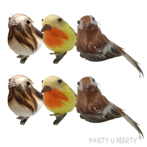 dekoracja ptaki wrobel lasowka mix aliga 12 cm 6 szt