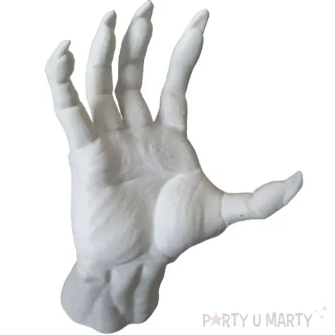 dekoracja reka z pazurami biala 14 cm