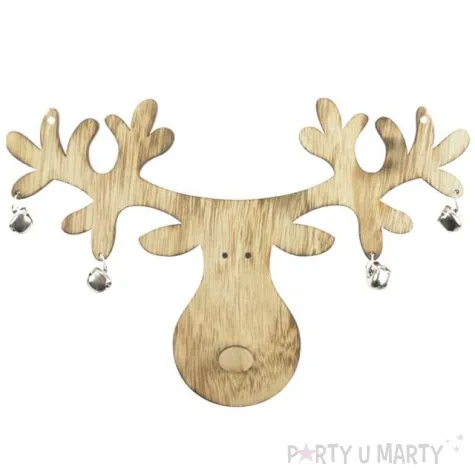 dekoracja renifer z dzwoneczkami drewno braz arpex 24 cm