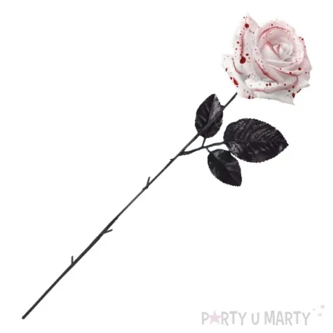 dekoracja roza zakrwawiona bialy czarny guirca 42 cm