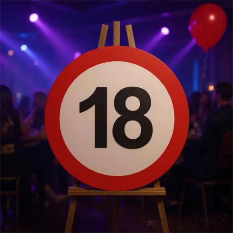 dekoracja sali na 18 urodziny tablica powitalna znak zakazu liczba 18 traffic birthday
