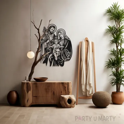 dekoracja scienna obraz azurowy swieta rodzina czarny 39x51 cm