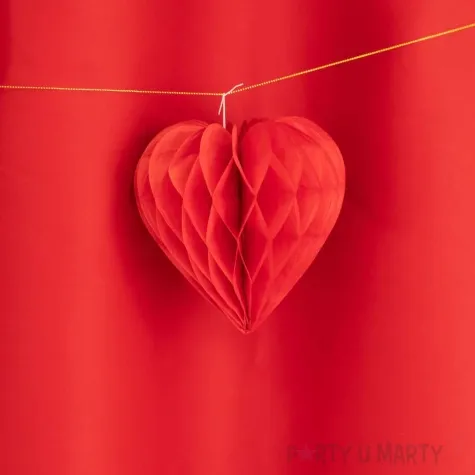 dekoracja serce honeycomb czerwony partypal 20 cm 3 szt