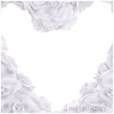 dekoracja serce kwiatowe biala partydeco 50 cm