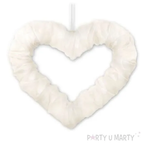 dekoracja serce z tasiemka dekoracjepolska biale