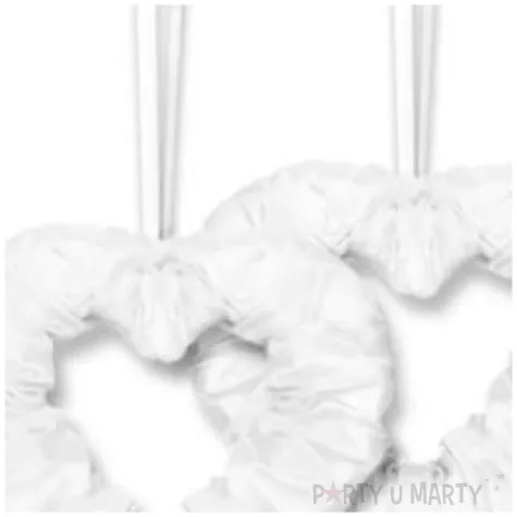 dekoracja serduszka na tasiemce dekoracjepolska biale 2 szt