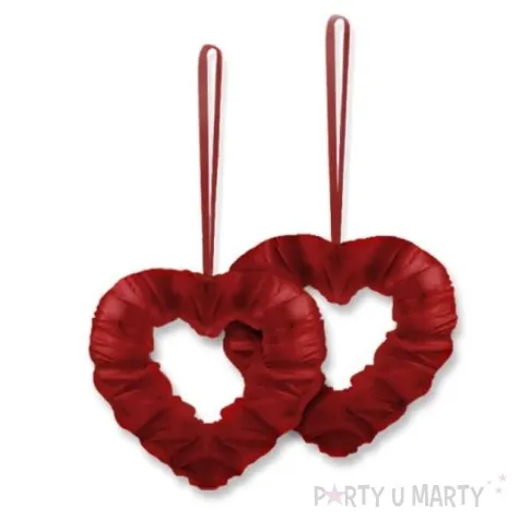 dekoracja serduszka na tasiemce dekoracjepolska bordowe 2 szt
