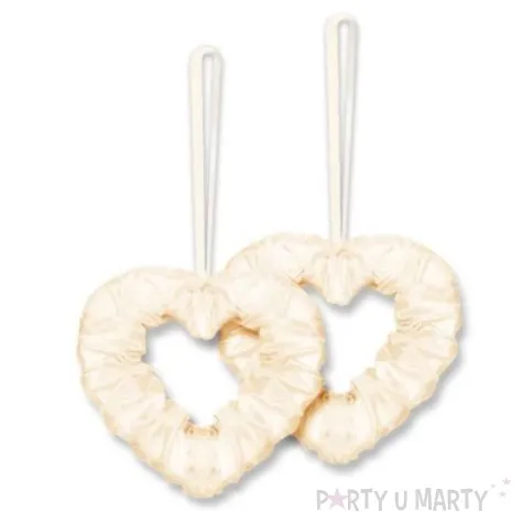 dekoracja serduszka na tasiemce dekoracjepolska ecru 2 szt