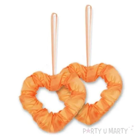 dekoracja serduszka na tasiemce dekoracjepolska lososiowe 2 szt